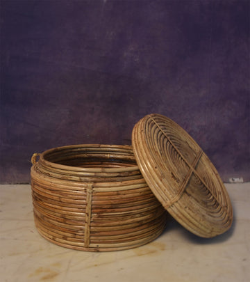 Handmade Assam Bamboo Lid Basket