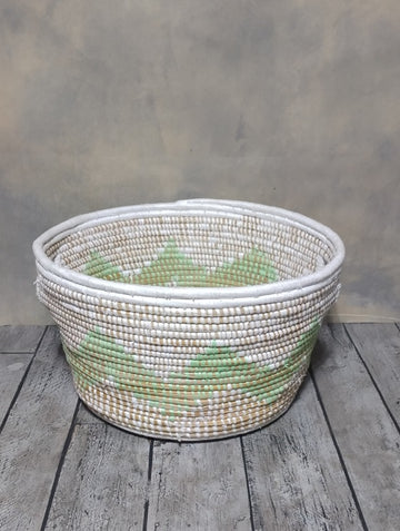 Handmade Green White Sikri Deep Basket Prop