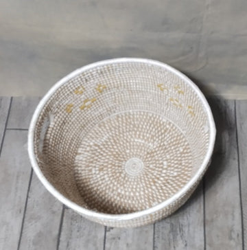 Handmade Yellow White Sikri Deep Basket Prop