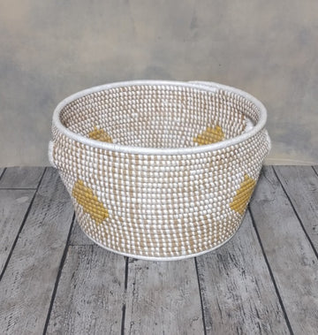 Handmade Orange White Sikri Deep Basket Prop