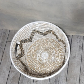 Handmade Black White Sikri Deep Basket Prop