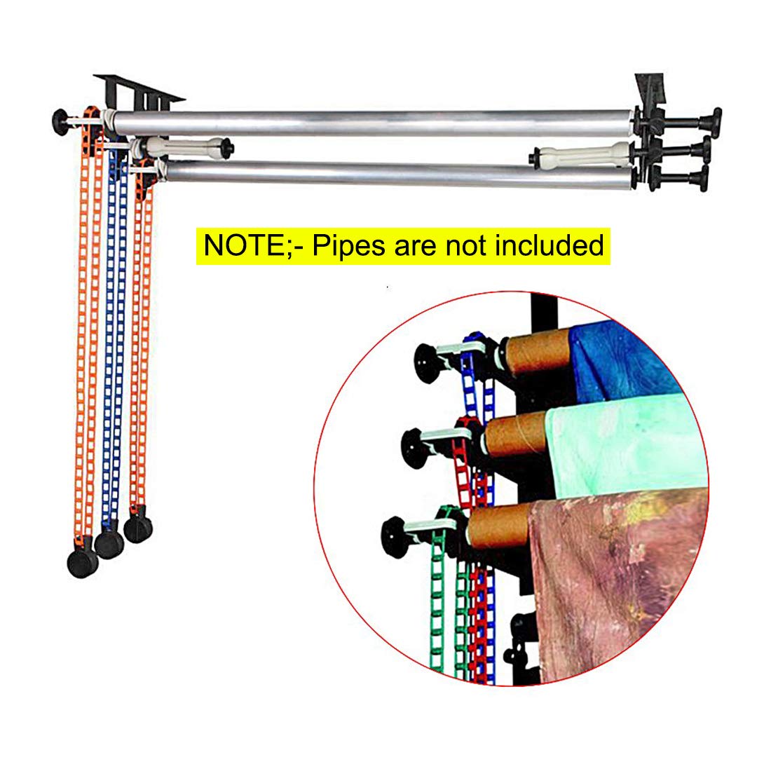 Background Support Stand for 3 Rollers Background Ceiling Photo Video Studio and Wall Mounting Manual Backdrop Roller System,Chain pully - Azuri Backdrops
