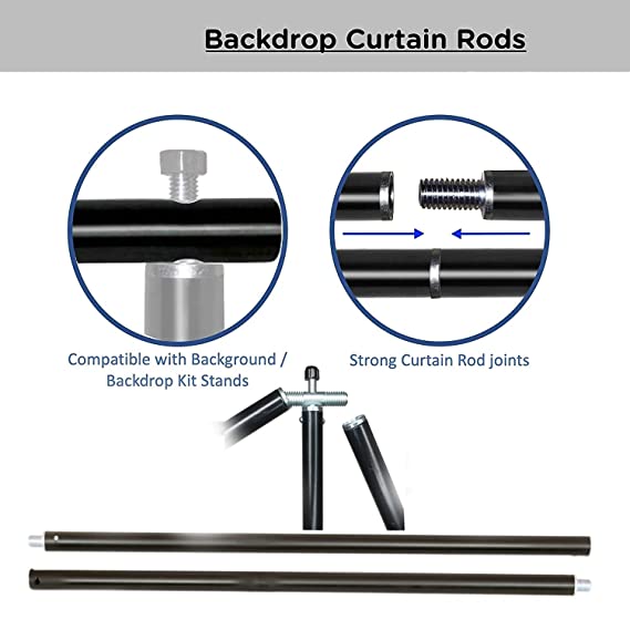 T-Shape Background Backdrop Support Stand Kit:9 FT. Height Adjustable Tripod Stand and 6 FT. Weight Crossbar(2-Section) with 4 Tight Metal Clamps for Video Studio Photography - Azuri Backdrops
