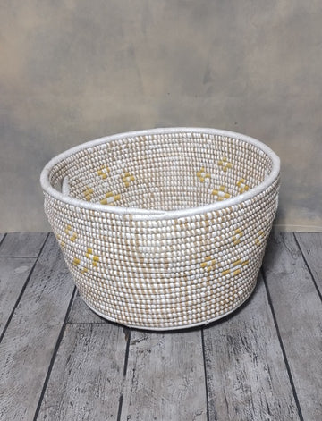 Handmade Yellow White Sikri Deep Basket Prop