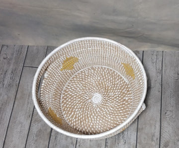 Handmade Orange White Sikri Deep Basket Prop